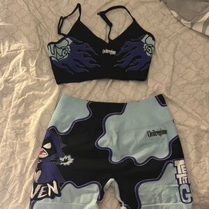 Villregime Women's Athletic Shorts - Blue and Black